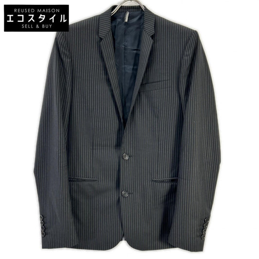 Dior HOMME 123C722A1787 black wool pinstripe tailored jacket