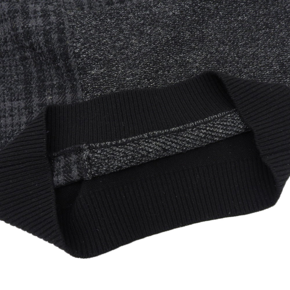 FRED PERRY フレッドペリー 美品 クルーネック セーター ウール混 トップス メンズ グレー×ブラック S F3196 トップス