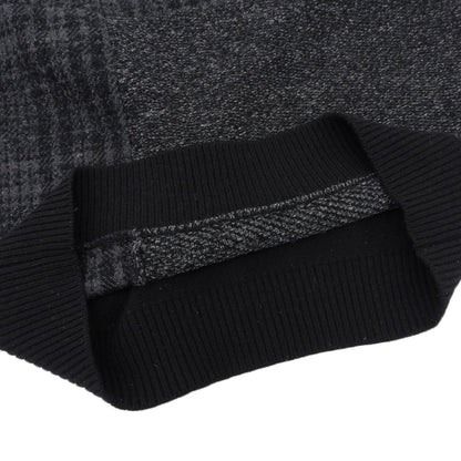 FRED PERRY フレッドペリー 美品 クルーネック セーター ウール混 トップス メンズ グレー×ブラック S F3196 トップス