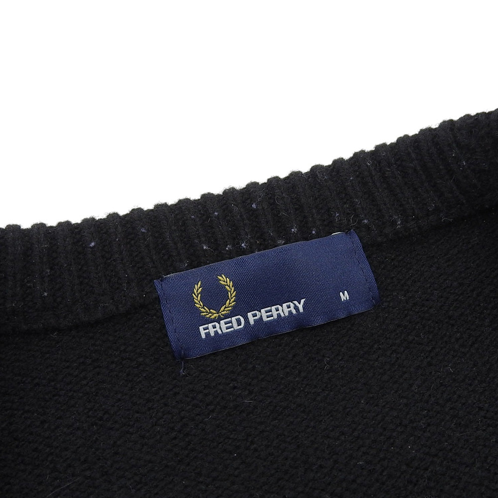 FRED PERRY フレッドペリー 美品 クルーネック セーター ウール混 トップス メンズ グレー×ブラック M F3196 トップス