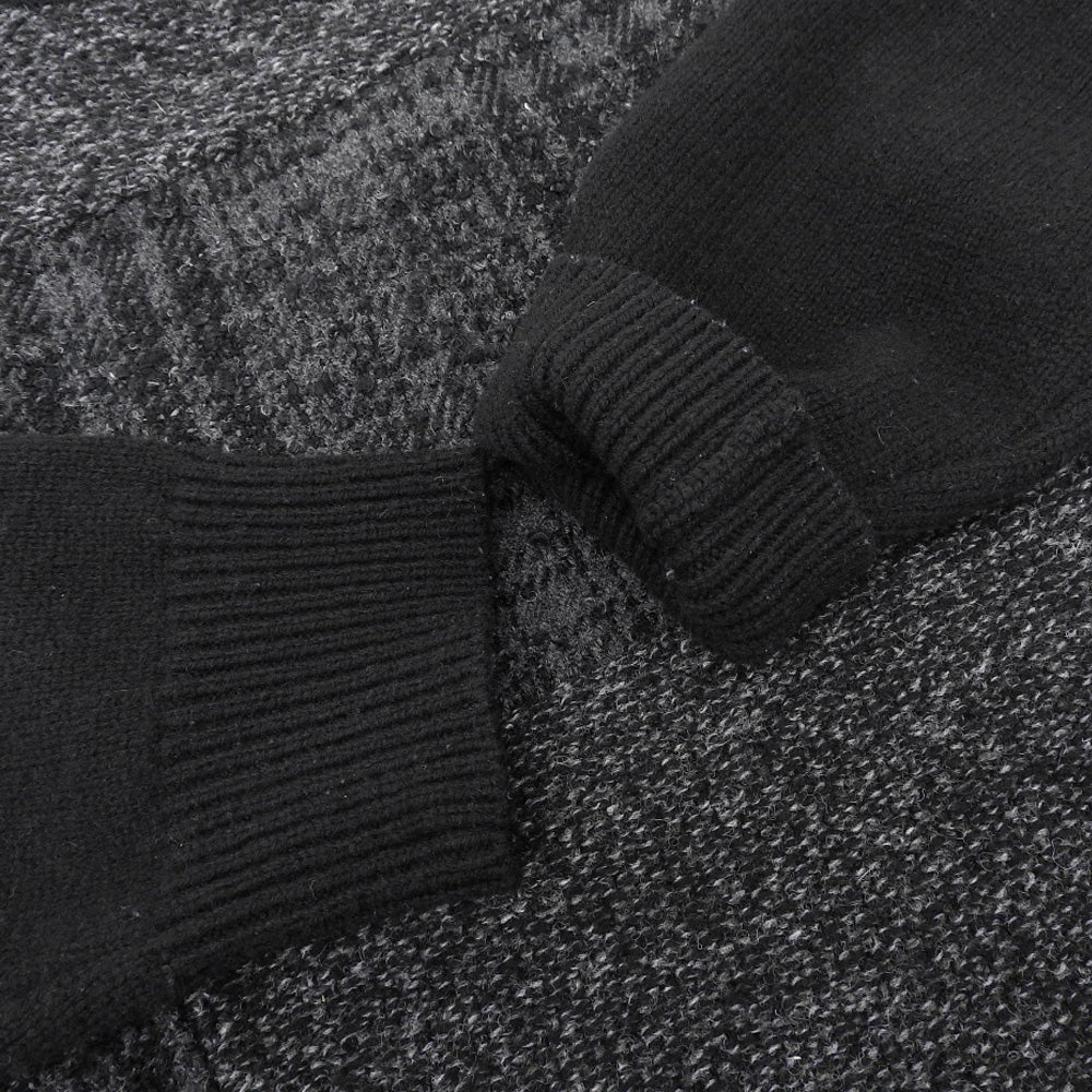 FRED PERRY フレッドペリー 美品 クルーネック セーター ウール混 トップス メンズ グレー×ブラック M F3196 トップス
