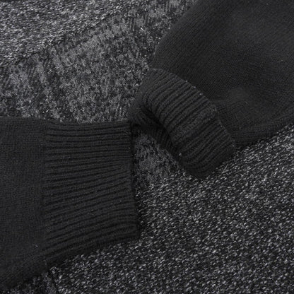 FRED PERRY フレッドペリー 美品 クルーネック セーター ウール混 トップス メンズ グレー×ブラック M F3196 トップス