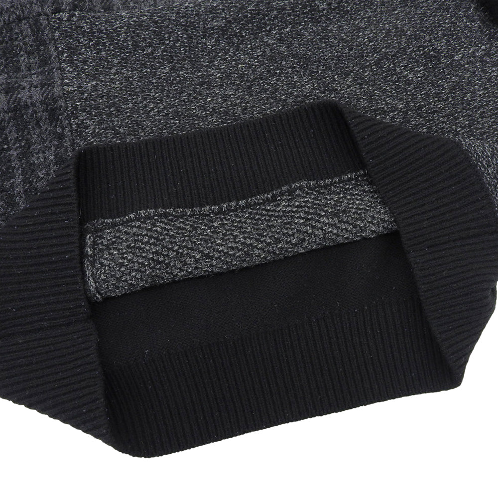FRED PERRY フレッドペリー 美品 クルーネック セーター ウール混 トップス メンズ グレー×ブラック M F3196 トップス