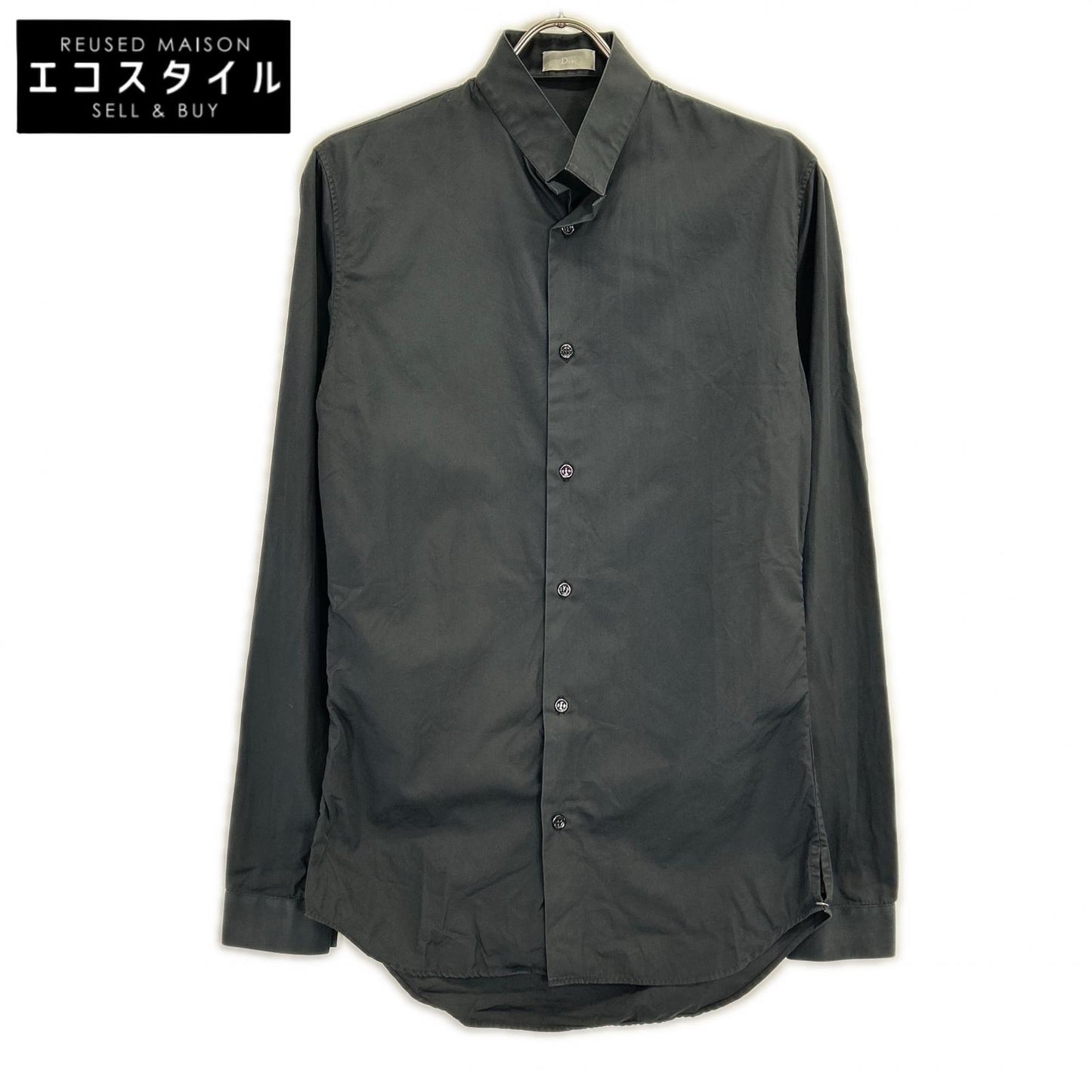 Dior HOMME ディオールオム 163C505A1581 ダークネイビー スタンドカラー コットンブロード ドレス シャツ トップス