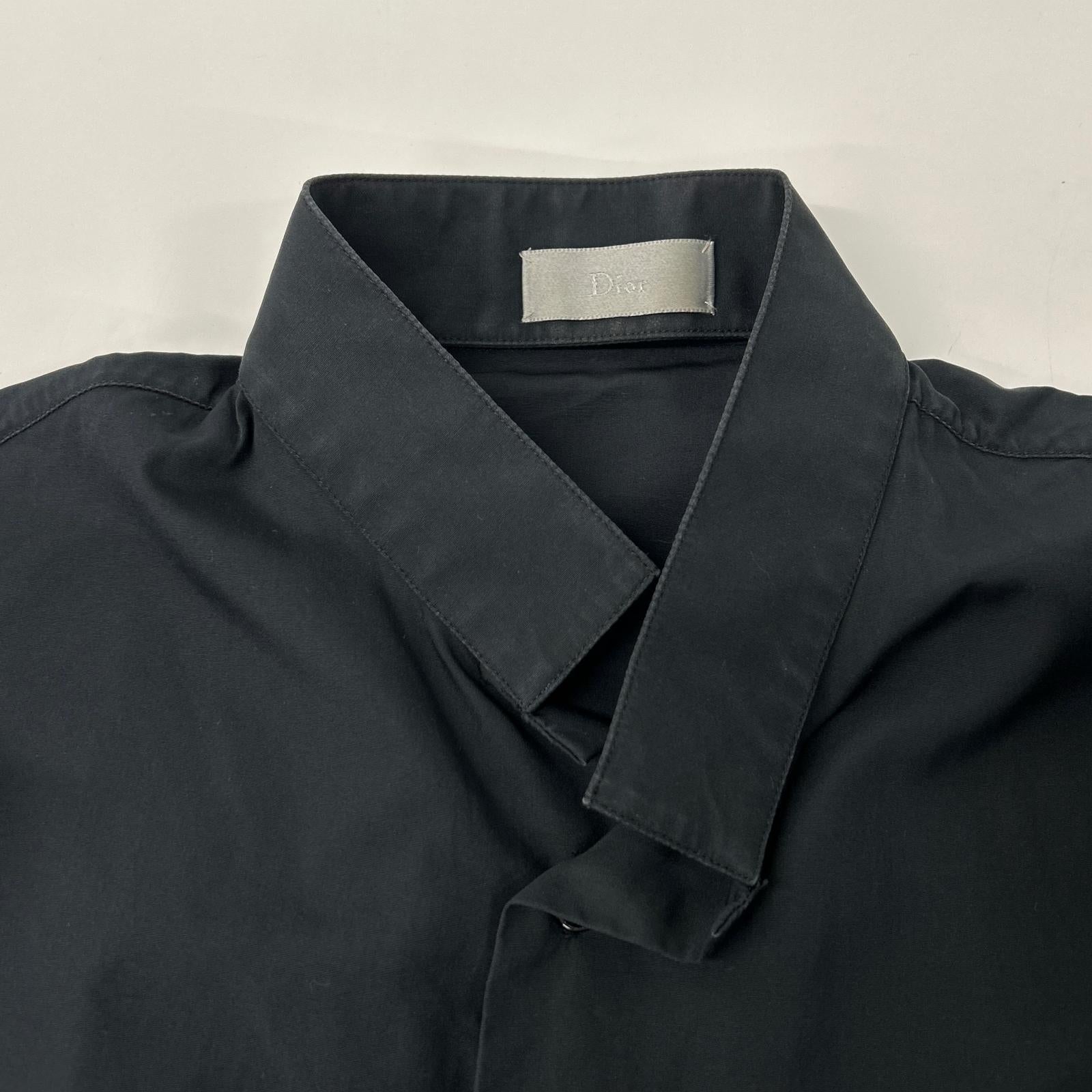 Dior HOMME ディオールオム 163C505A1581 ダークネイビー スタンドカラー コットンブロード ドレス シャツ トップス
