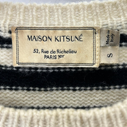 MAISON KITSUNE メゾンキツネ FW15W626 アイボリー×ブラック ウールモヘア フォックスヘッド セーター トップス