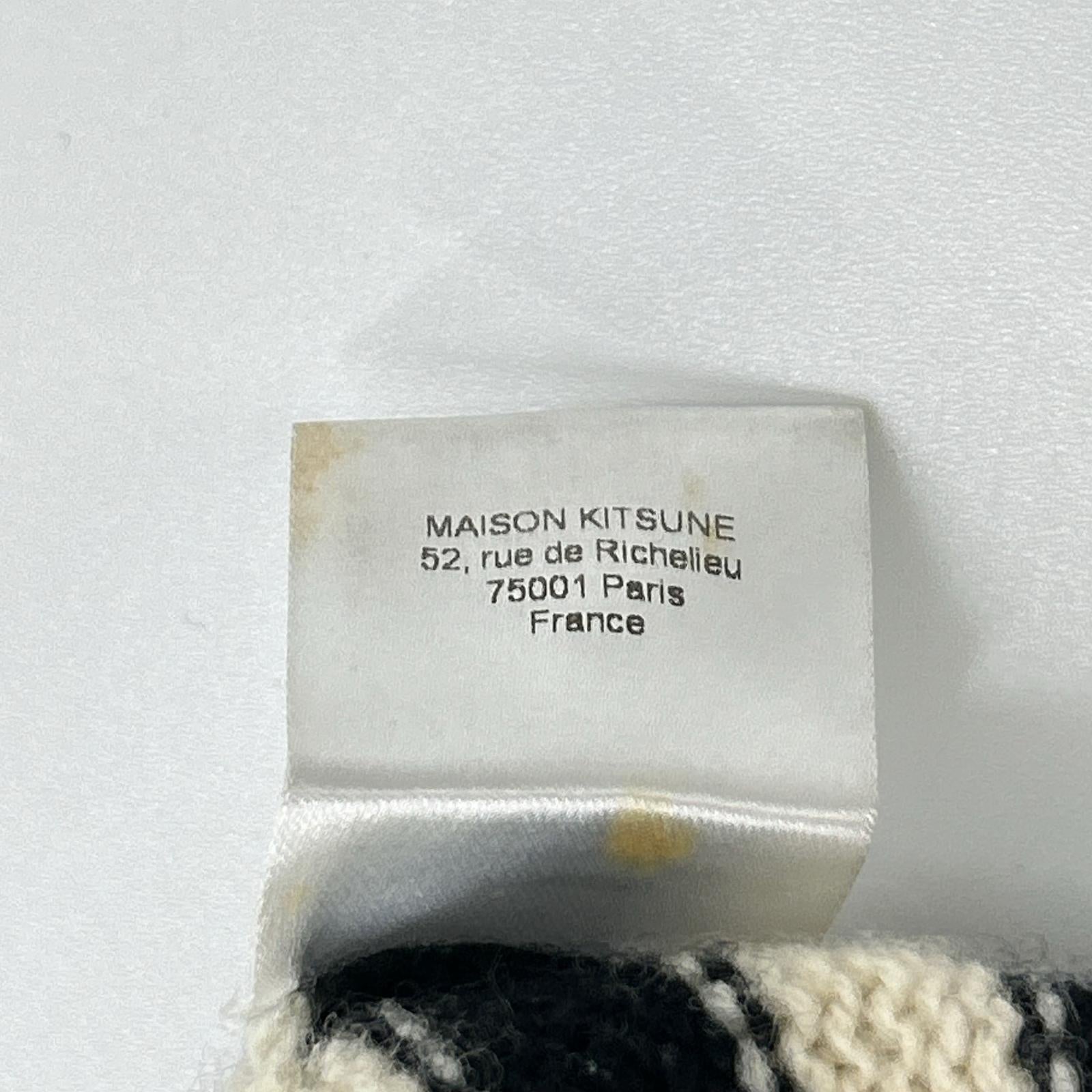 MAISON KITSUNE メゾンキツネ FW15W626 アイボリー×ブラック ウールモヘア フォックスヘッド セーター トップス