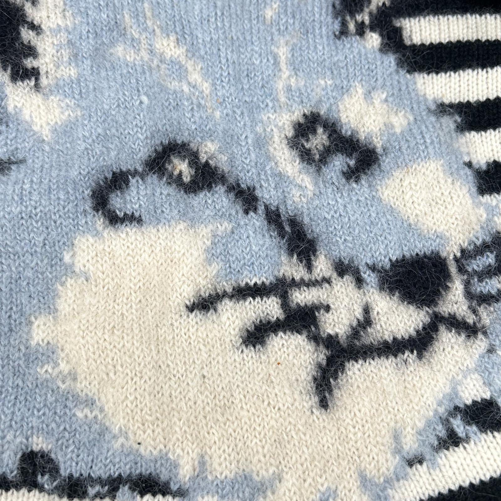 MAISON KITSUNE メゾンキツネ FW15W626 アイボリー×ブラック ウールモヘア フォックスヘッド セーター トップス