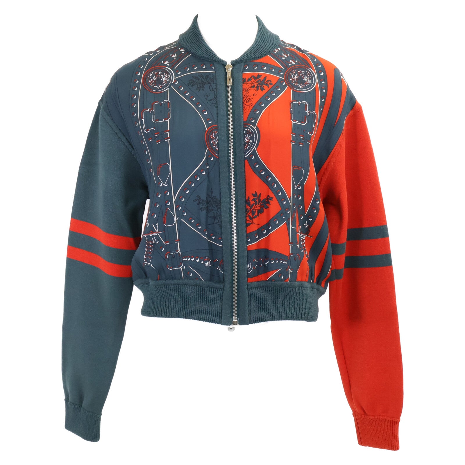 HERMES エルメス 【美品/国内正規】2E2828DO Grand Tralala グラントゥラララ ツイルレーヌ シルク混 ジップアップ ブルゾン ジャケット