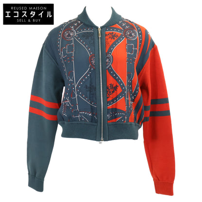HERMES 【Excellent condition/Domestic authorized】2E2828DO Grand Tralala Twillene silk-blend zip-up blouson Jacket