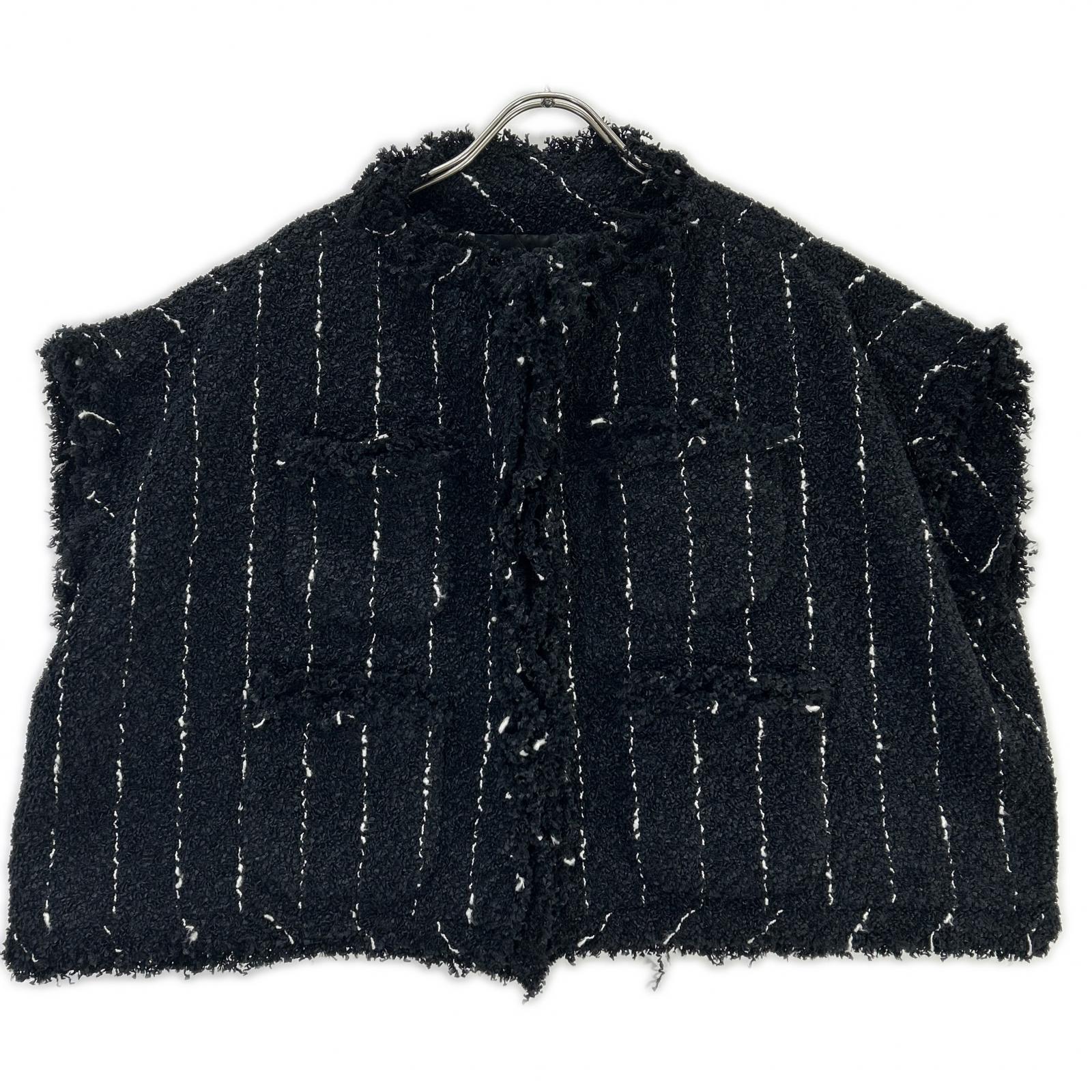 sacai サカイ 25年 25-07663 ブラック ナイロンコットン ツイード ベスト ジャケット ジャケット