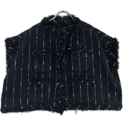 sacai サカイ 25年 25-07663 ブラック ナイロンコットン ツイード ベスト ジャケット ジャケット