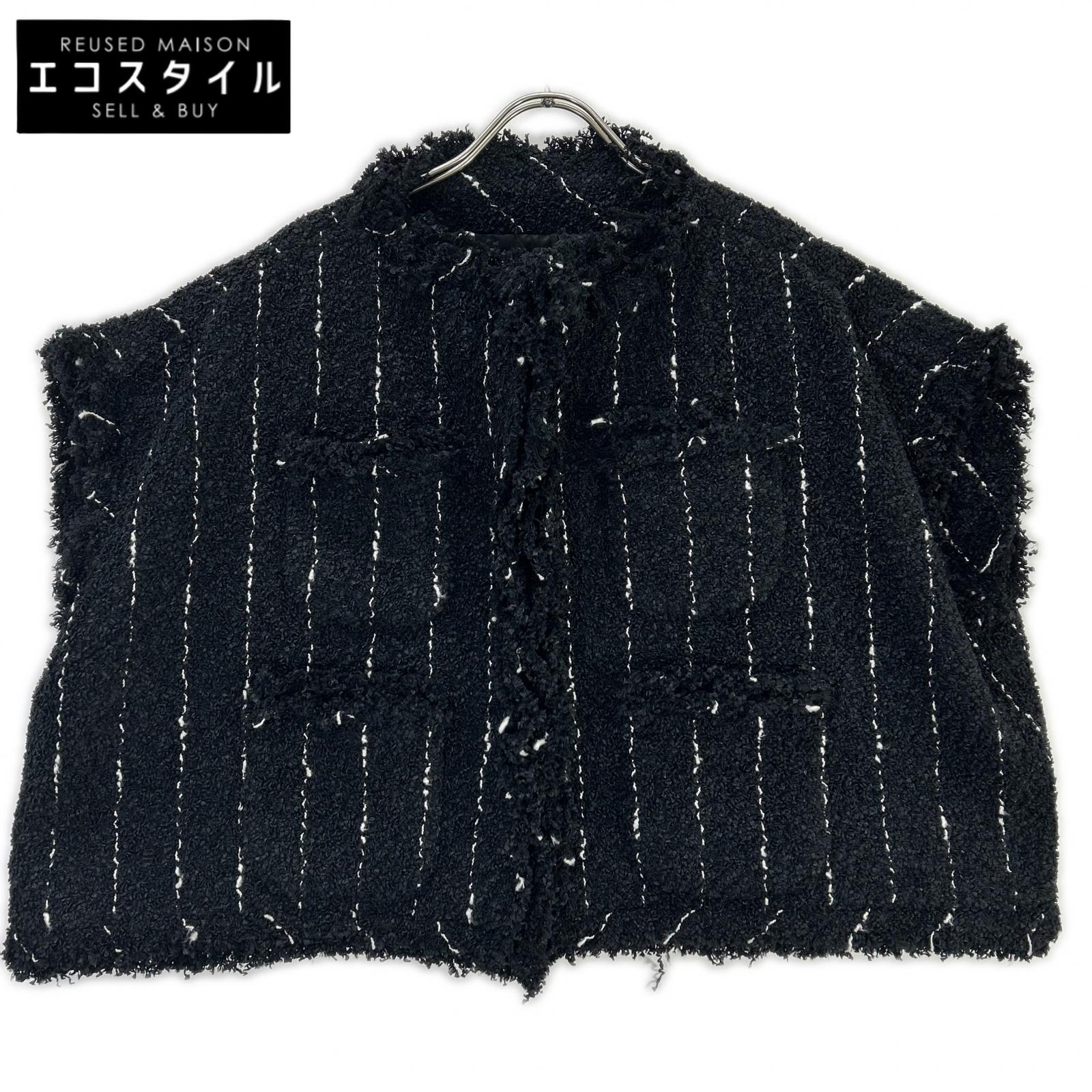 sacai サカイ 25年 25-07663 ブラック ナイロンコットン ツイード ベスト ジャケット ジャケット