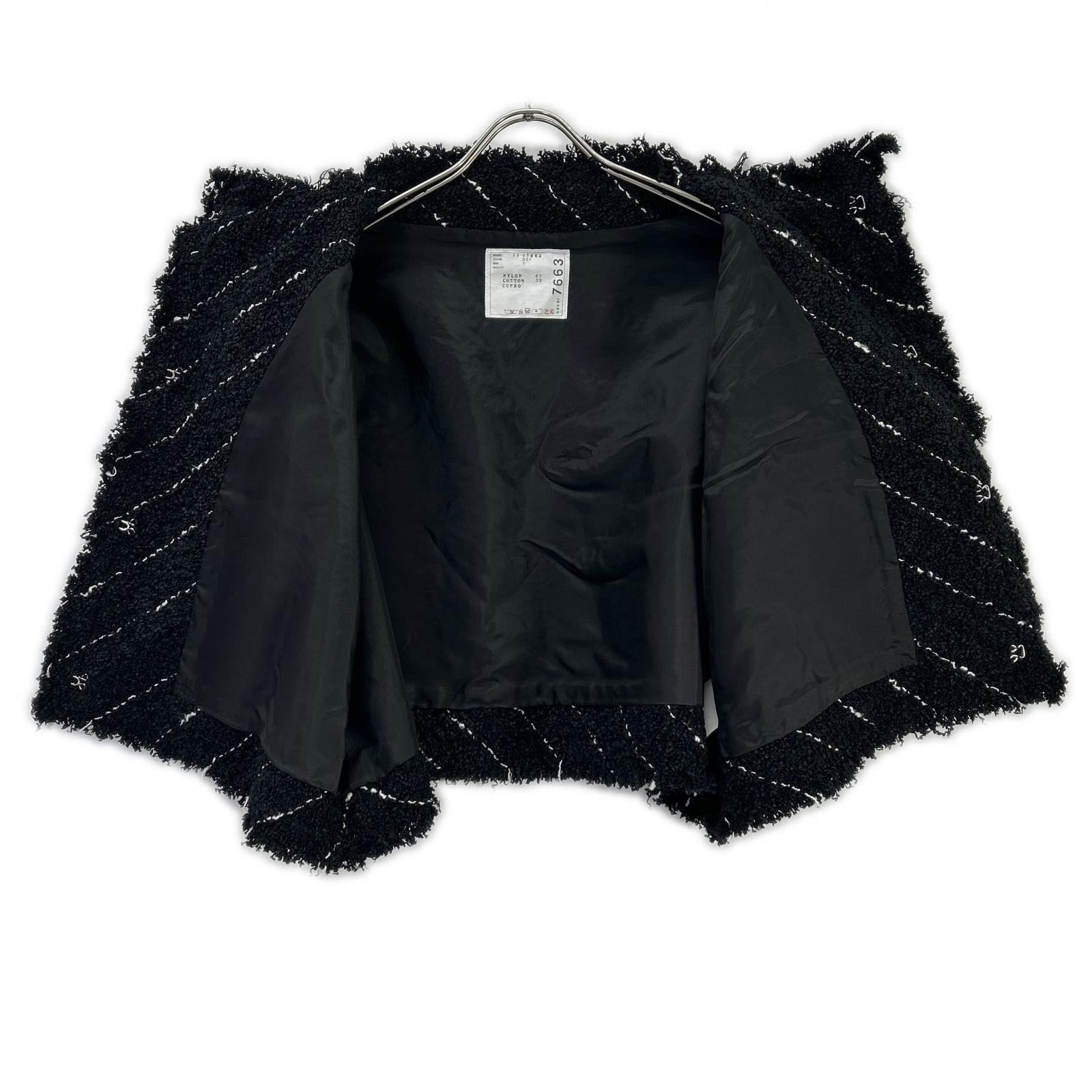 sacai サカイ 25年 25-07663 ブラック ナイロンコットン ツイード ベスト ジャケット ジャケット