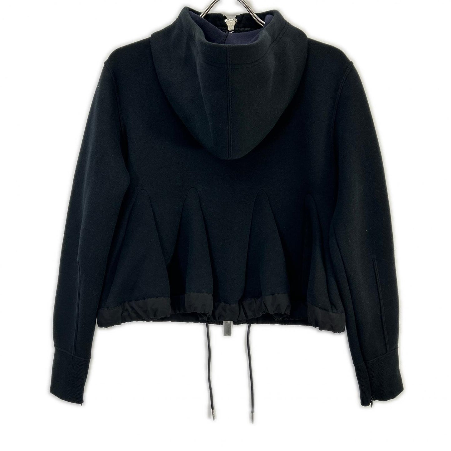 sacai サカイ 23年 23-06683 ブラック ドローストリング スポンジ スウェット ジップアップ フーディ パーカー トップス