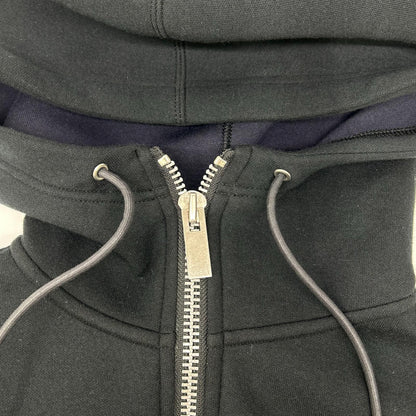 sacai サカイ 23年 23-06683 ブラック ドローストリング スポンジ スウェット ジップアップ フーディ パーカー トップス