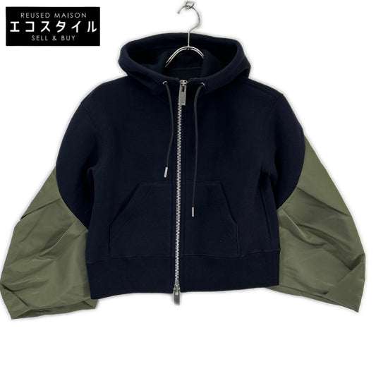 sacai サカイ 23年 23-06681 ネイビー MA-1 Sponge Sweat Hoodie ブルゾン ジャケット