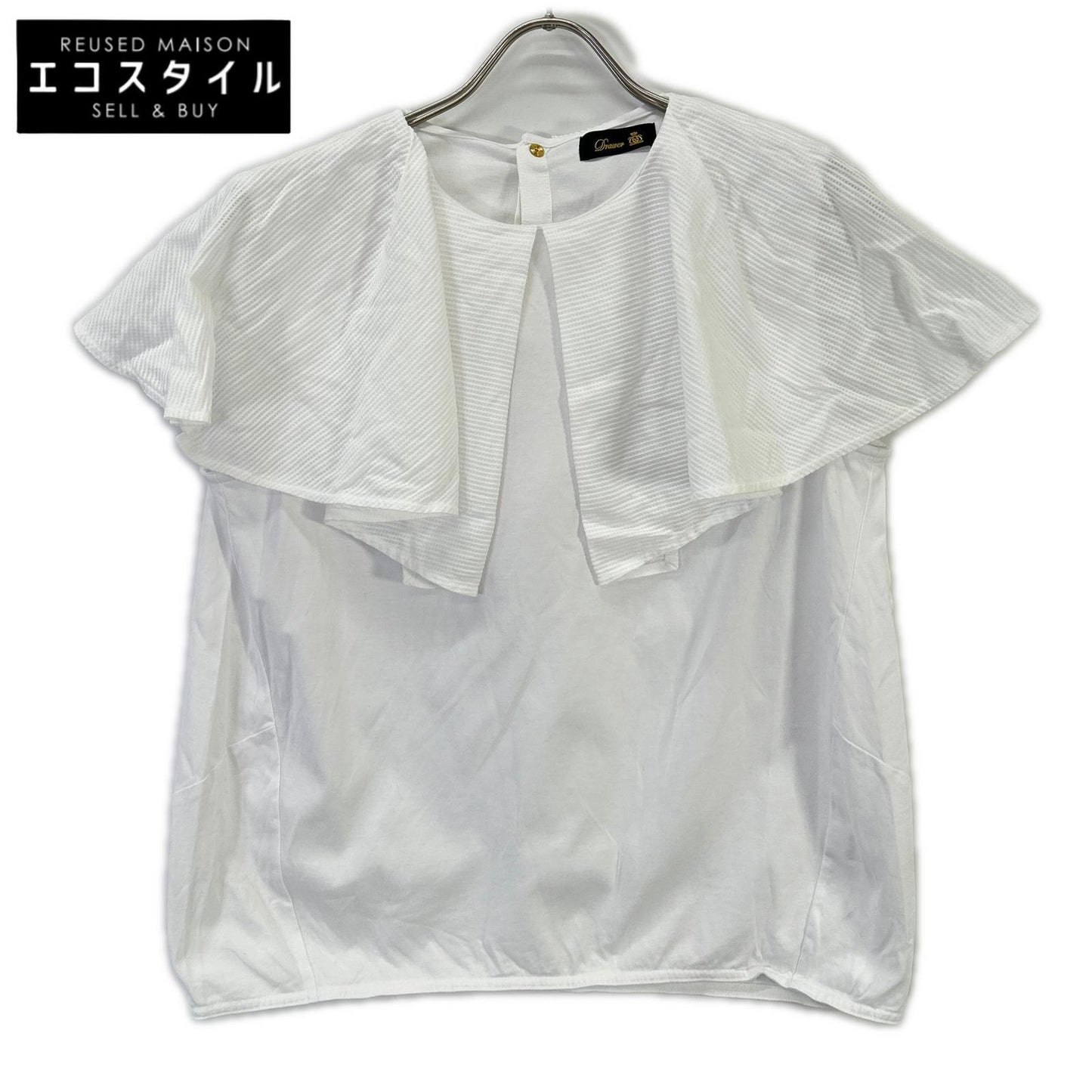DRAWER ドゥロワー 25SS 6517-299-0742 ホワイト コンビケープブラウス トップス