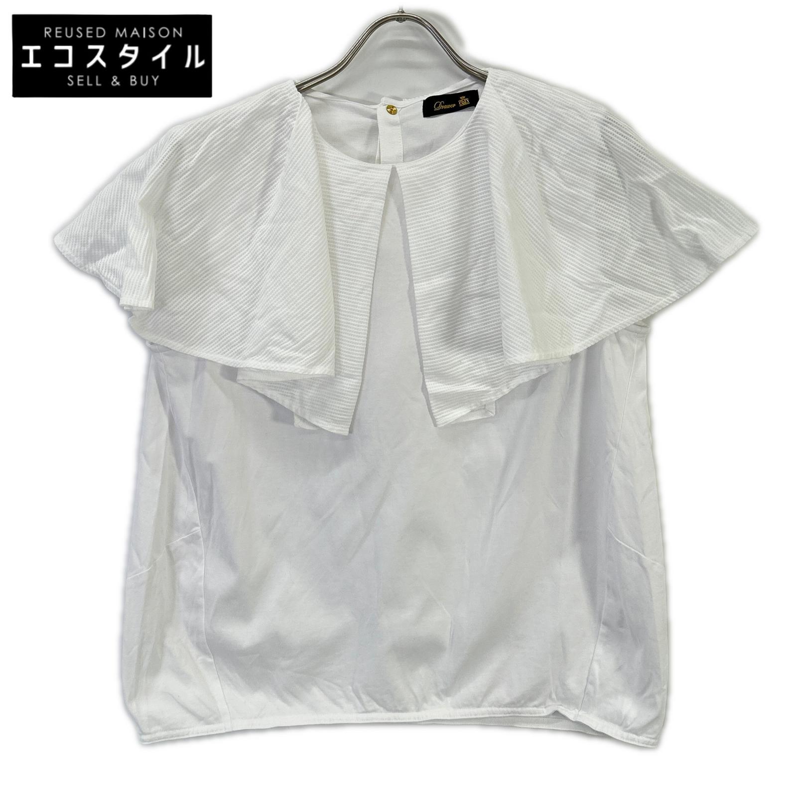 DRAWER ドゥロワー 25SS 6517-299-0742 ホワイト コンビケープブラウス トップス