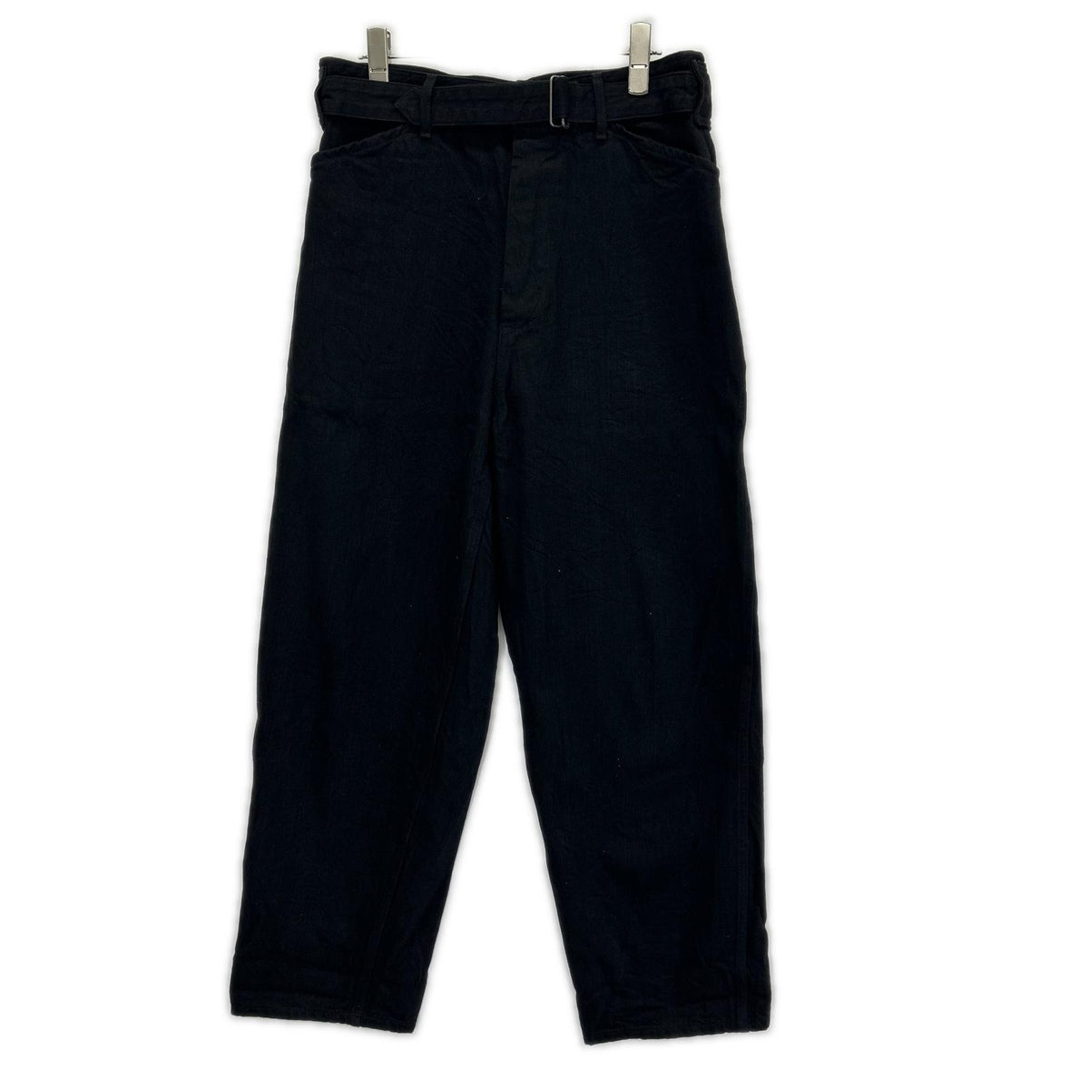 COMOLI 19AW Q03-03005 Black denim belted pants Bottoms