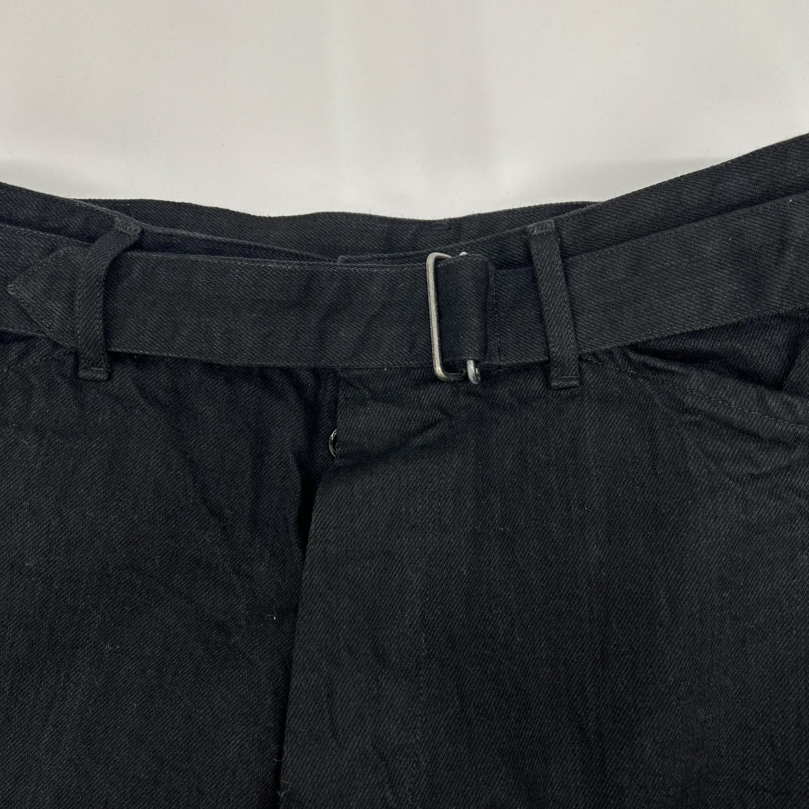 COMOLI 19AW Q03-03005 Black denim belted pants Bottoms