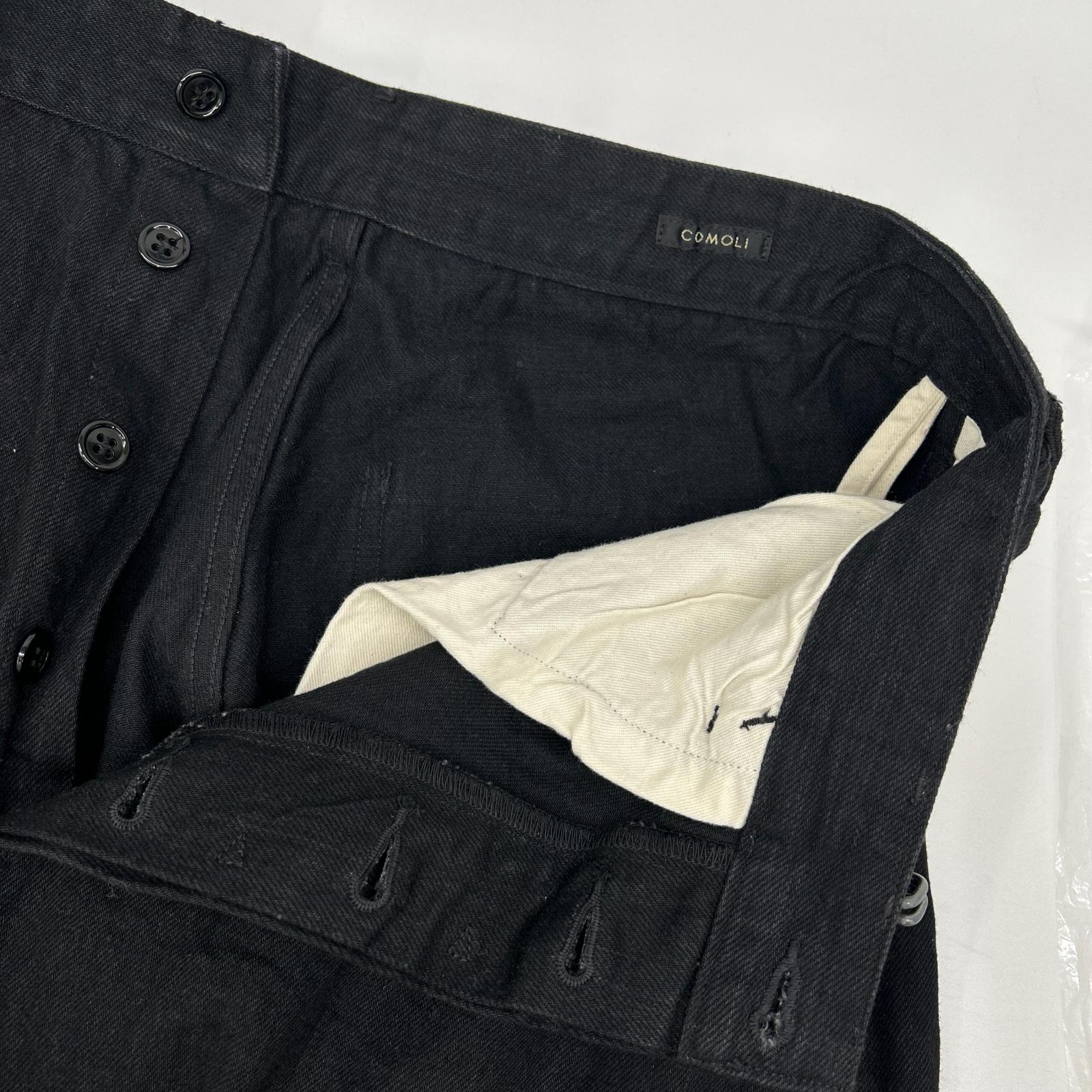COMOLI 19AW Q03-03005 Black denim belted pants Bottoms
