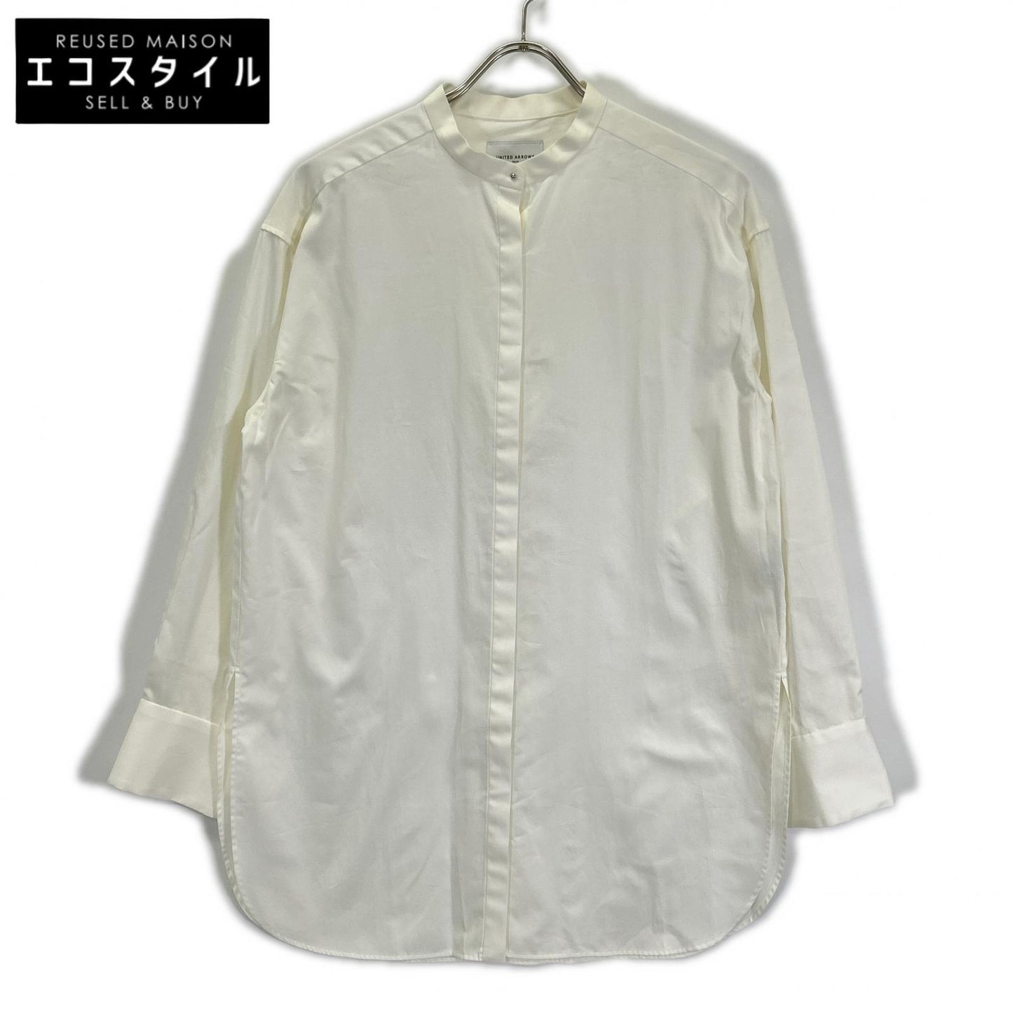 UNITED ARROWS ユナイテッドアローズ 1511-215-1986 ホワイト コットン ブロード バンドカラーシャツ トップス