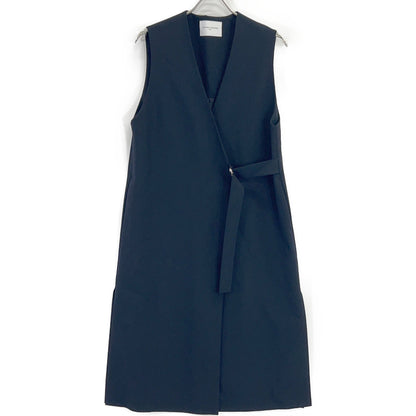 UNITED ARROWS ユナイテッドアローズ 1522-144-2837 ネイビー フロントベルト Vネックのロングベスト ベスト