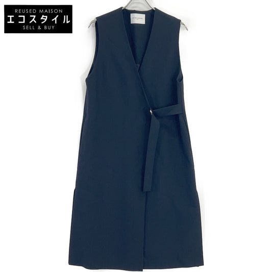 UNITED ARROWS ユナイテッドアローズ 1522-144-2837 ネイビー フロントベルト Vネックのロングベスト ベスト