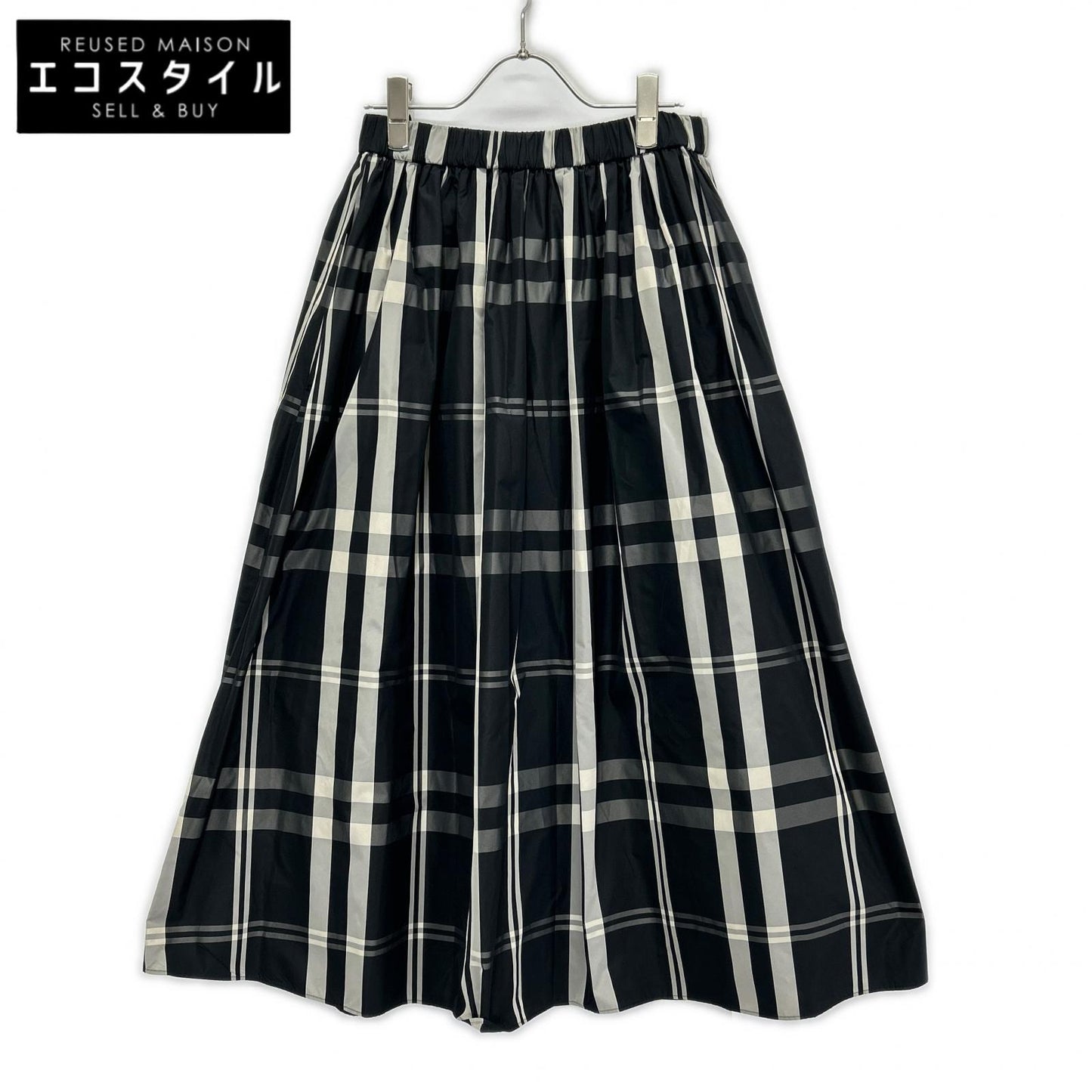 UNITED ARROWS United Arrows 1524-162-5090 Black check taffeta flared skirt skirt