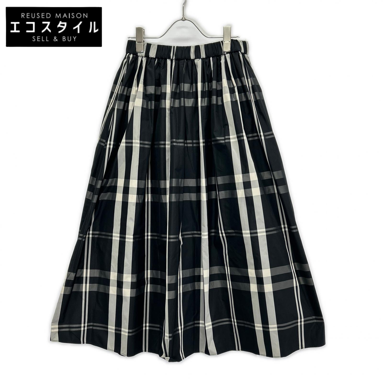 UNITED ARROWS United Arrows 1524-162-5090 Black check taffeta flared skirt skirt