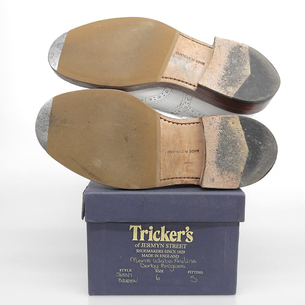 Tricker's トリッカーズ 美品 レザー バートン ウイングチップシューズ メンズ 白 ホワイト 6 1/2 S633/7 シューズ