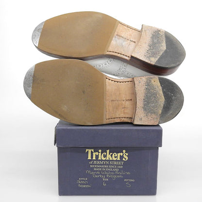 Tricker's トリッカーズ 美品 レザー バートン ウイングチップシューズ メンズ 白 ホワイト 6 1/2 S633/7 シューズ