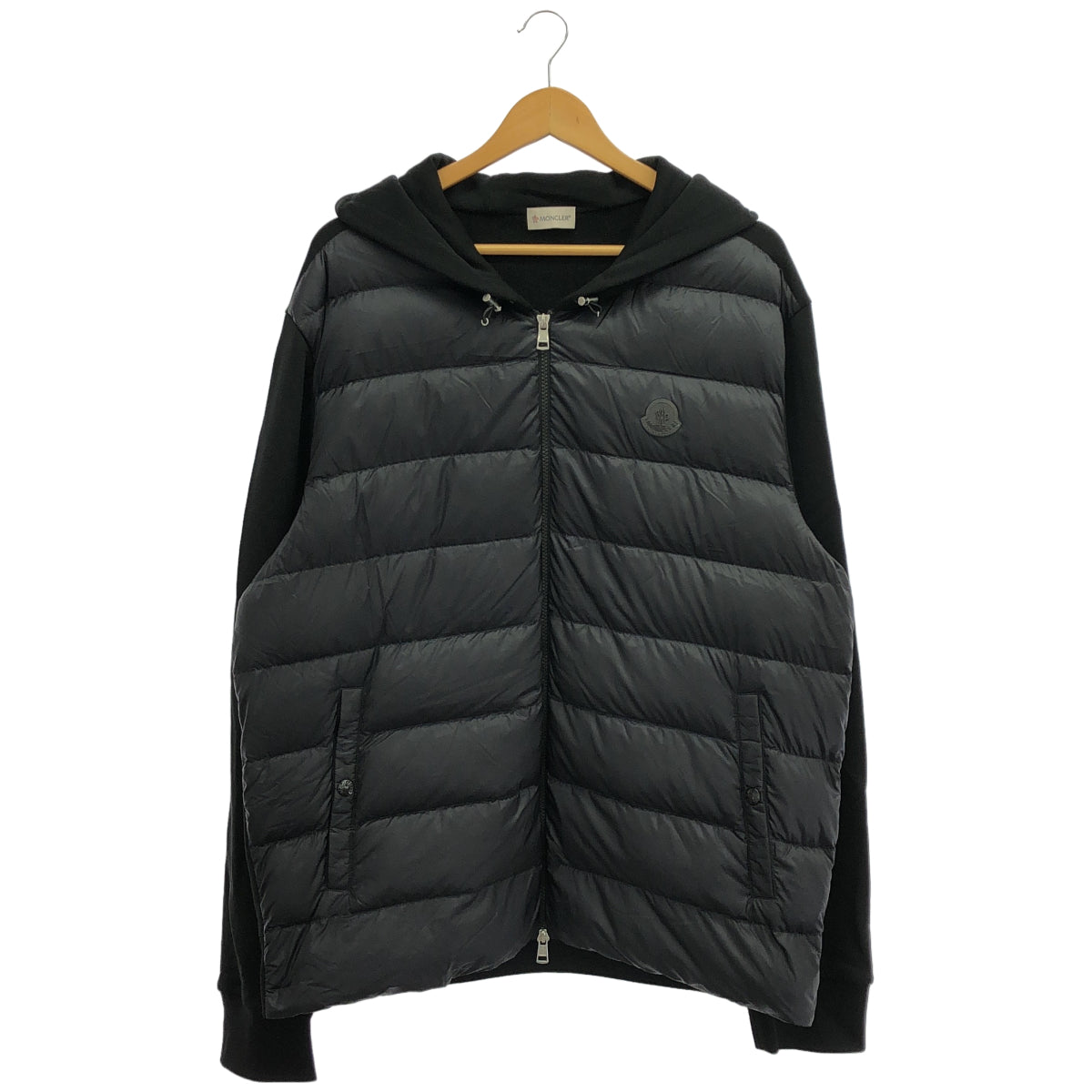 MONCLER モンクレール 23年 ブラック FELPA APERTA CON CAPPUCCIO ダウン切り替え パーカー トップス