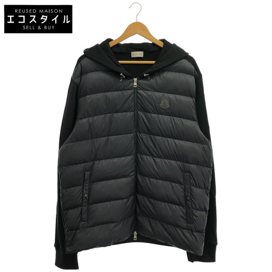 MONCLER 2023 Black FELPA APERTA CON CAPPUCCIO Down-Paneled Hoodie Tops