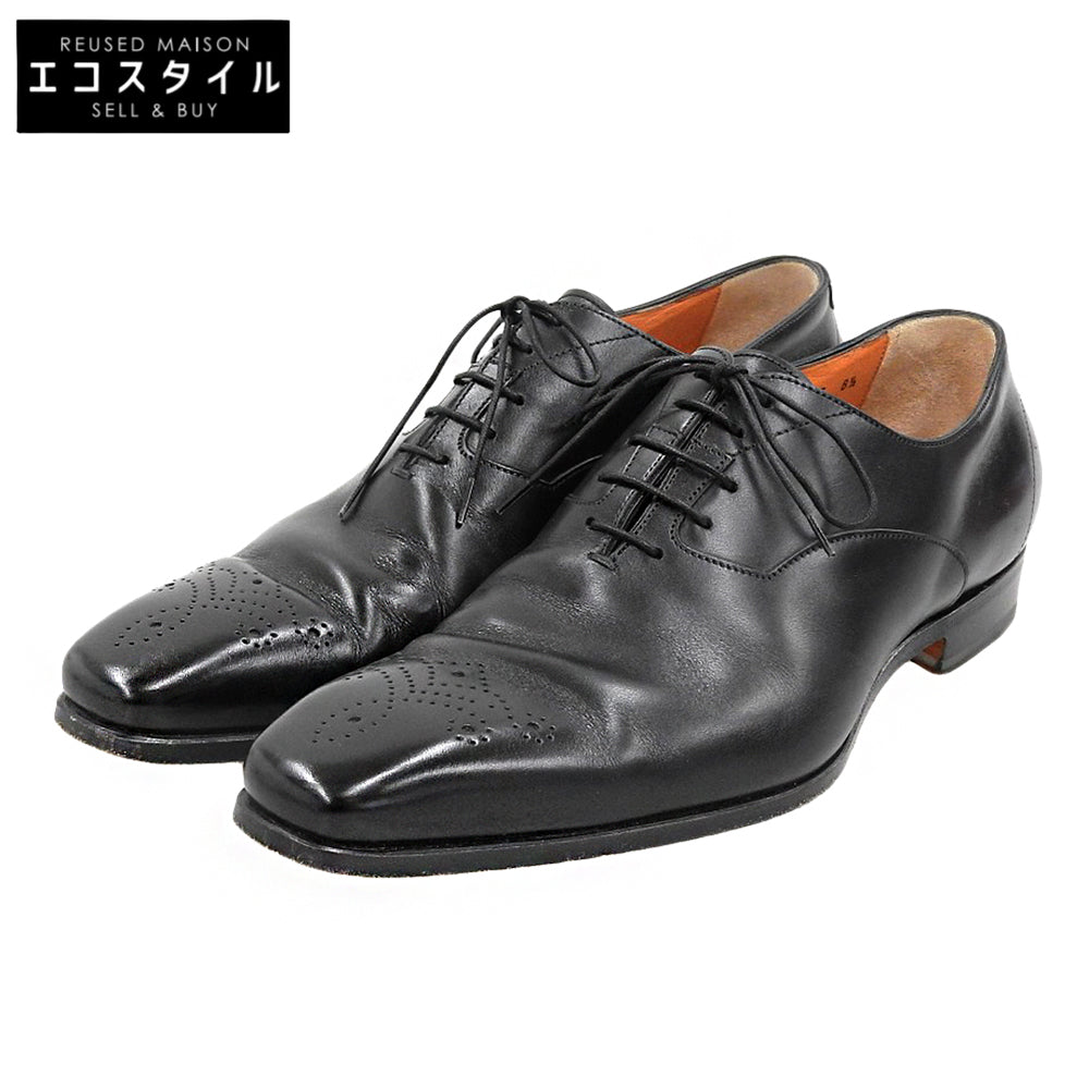 SANTONI サントーニ オックスフォード スクエア メダリオン シューズ メンズ ブラック 8 1/2 MCBO 10039 シューズ