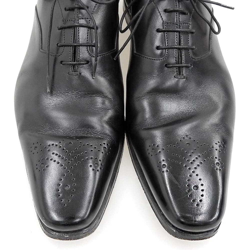 SANTONI サントーニ オックスフォード スクエア メダリオン シューズ メンズ ブラック 8 1/2 MCBO 10039 シューズ