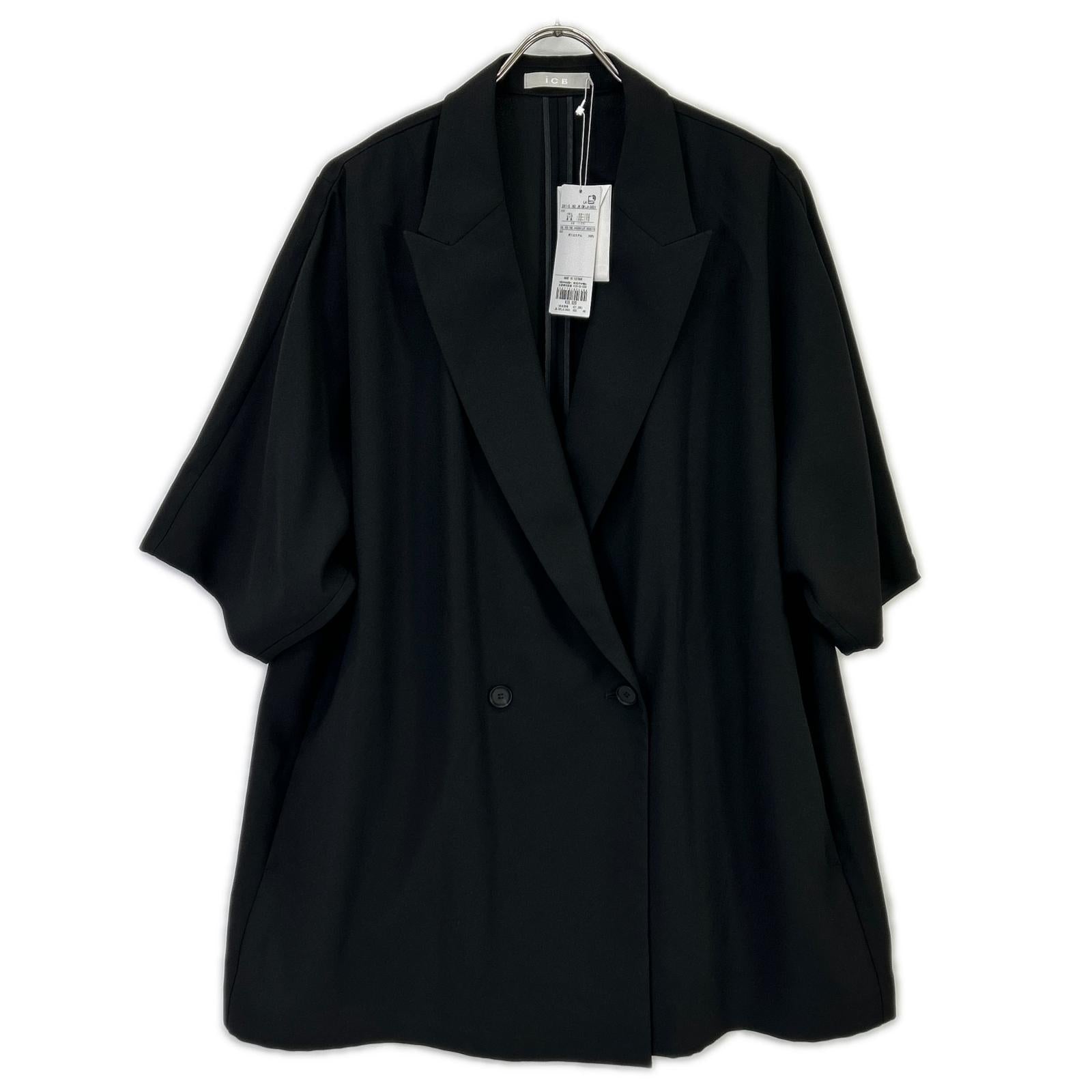ICB アイシービー 26SS ブラック FluidBackSatin ハーフスリーブジャケット ジャケット
