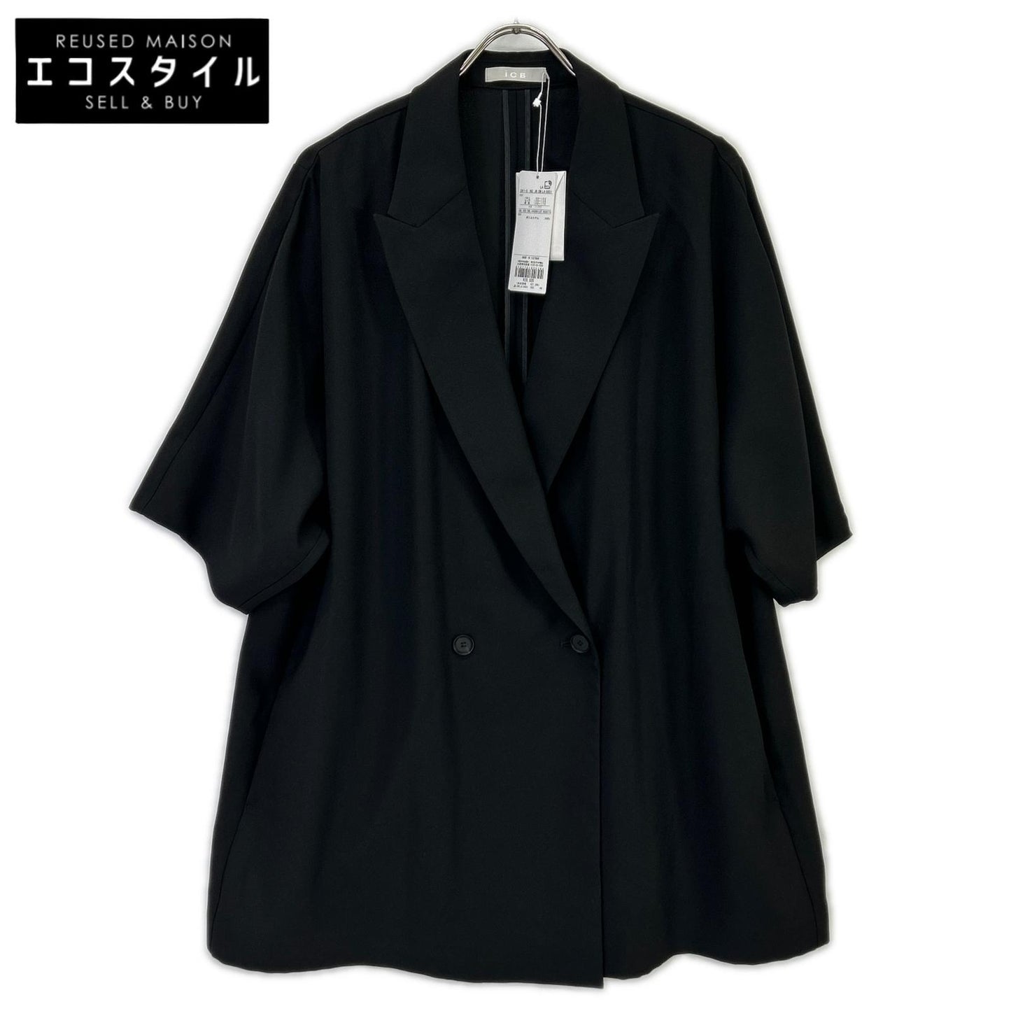 ICB アイシービー 26SS ブラック FluidBackSatin ハーフスリーブジャケット ジャケット