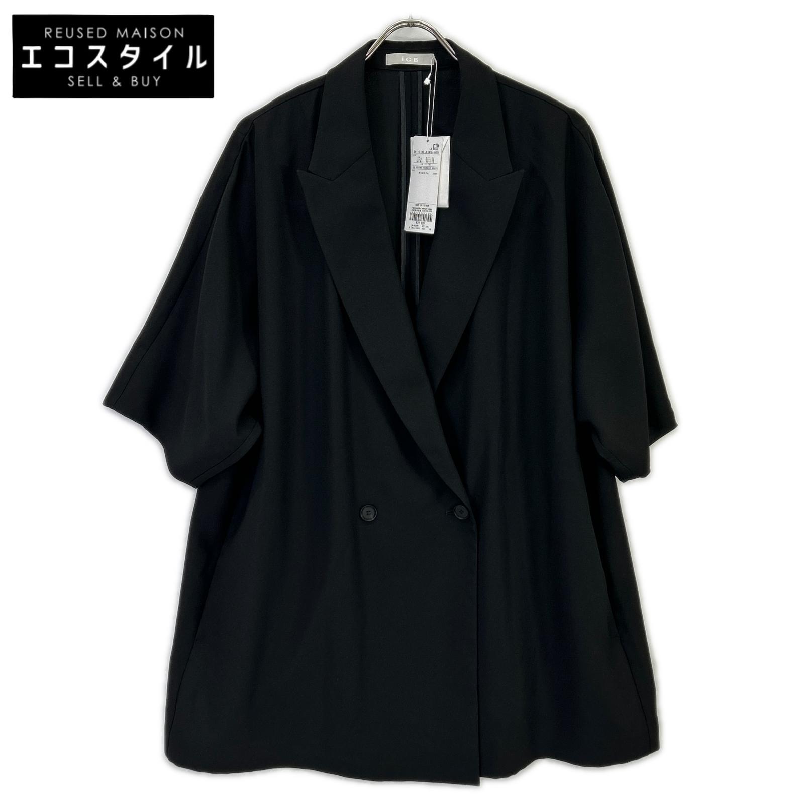 ICB アイシービー 26SS ブラック FluidBackSatin ハーフスリーブジャケット ジャケット