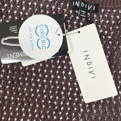 INDIVI インディヴィ ブラウン 洗える コットン メッシュジップニットカーディガン トップス