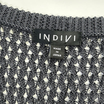 INDIVI インディヴィ ネイビー ブラウン 洗える コットン メッシュジップニットカーディガン トップス