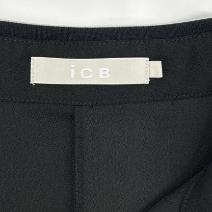 ICB アイシービー 26SS ブラック FluidBackSatin ニット衿シャツワンピース ワンピース