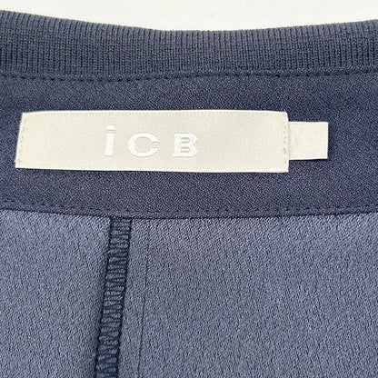 ICB アイシービー 26SS ダルブルー FluidBackSatin ニット衿シャツワンピース ワンピース