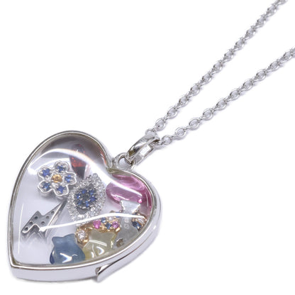 LOQUET LONDON ロケット・ロンドン 仕上げ済み K14WG サファイアクリスタル ハート型L ペンダントトップ チェーン ネックレス チャームセット ネックレス