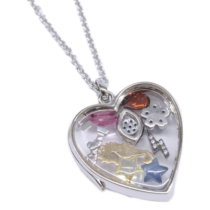 LOQUET LONDON ロケット・ロンドン 仕上げ済み K14WG サファイアクリスタル ハート型L ペンダントトップ チェーン ネックレス チャームセット ネックレス