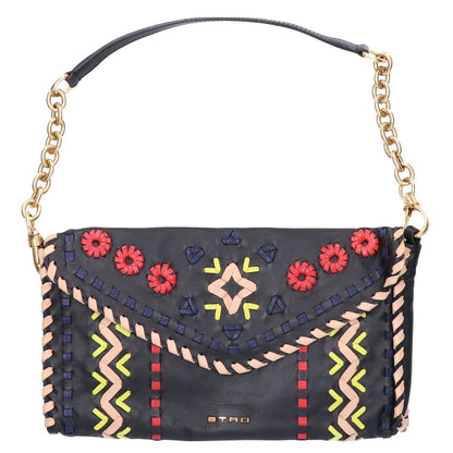 ETRO エトロ レザー フラワー刺繍 ハンドバッグ