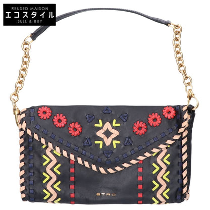ETRO エトロ レザー フラワー刺繍 ハンドバッグ