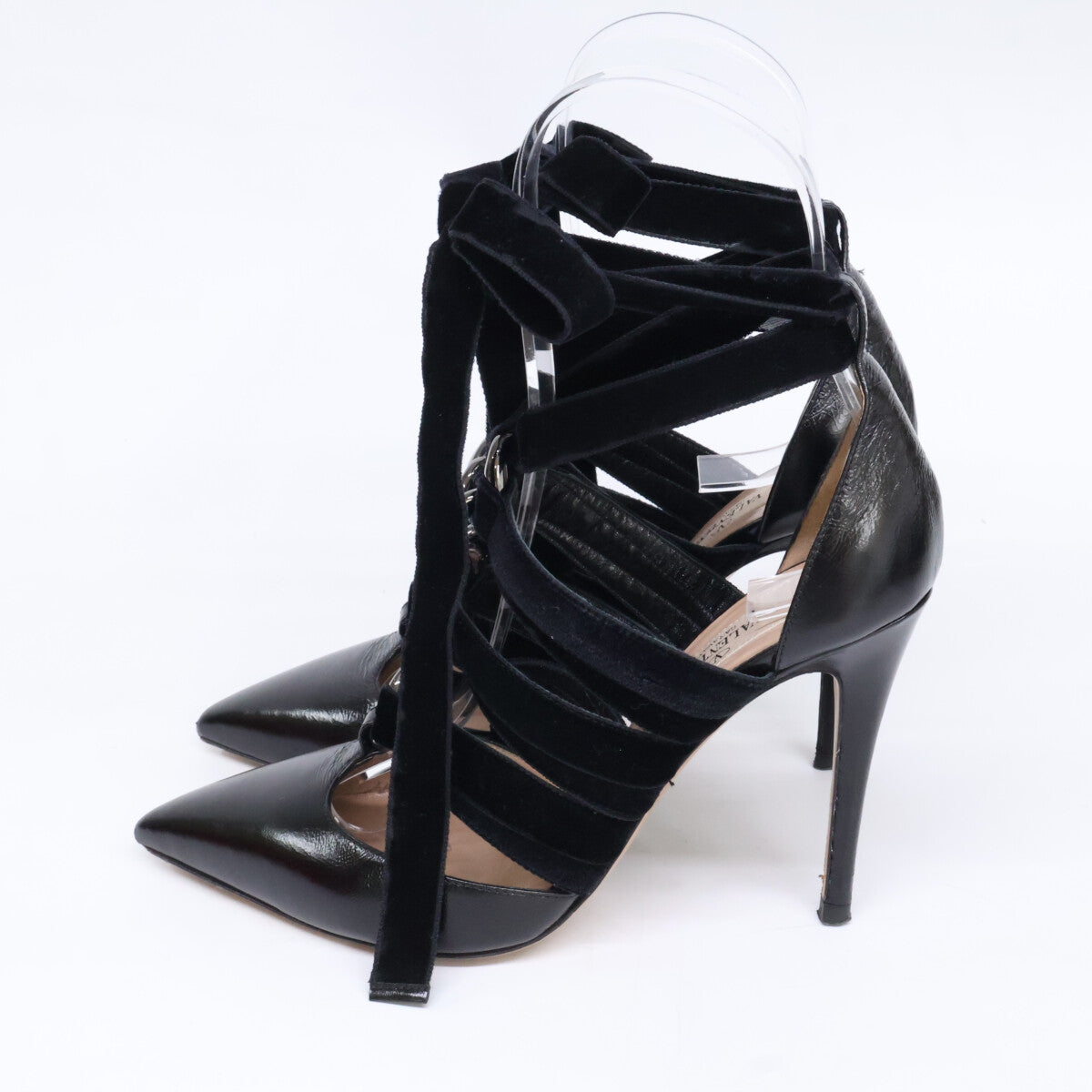 Valentino Garavani Valentino Garavani NW1S0C98 Chain Velvet Lace-Up Heeled Pumps Shoes