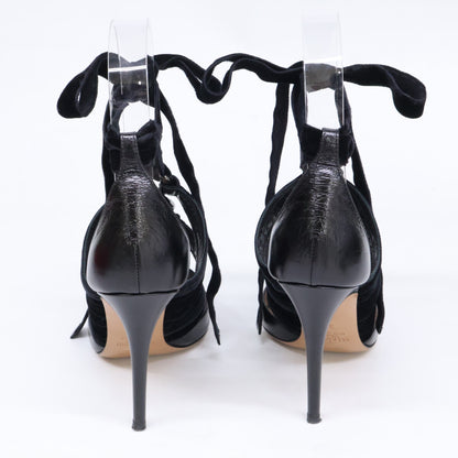 Valentino Garavani Valentino Garavani NW1S0C98 Chain Velvet Lace-Up Heeled Pumps Shoes